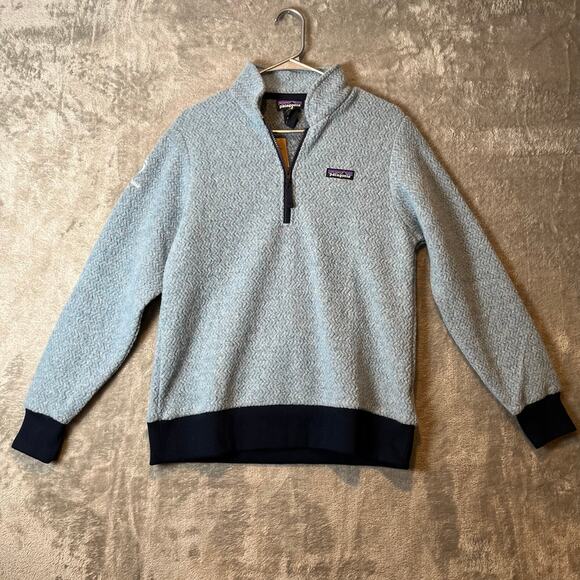 Patagonia Women's Woolyester Fleece Pullover Size Medium Wool Blend Big Sky Blue - Picture 1 of 9
